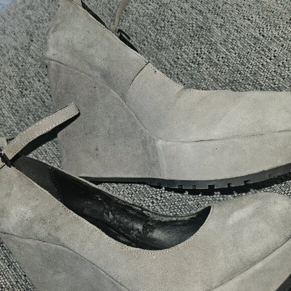 Aldo sexy suede platform pumps, Grey, Ankle Strap 7 suede look, wedge high heel - Picture 4 of 7